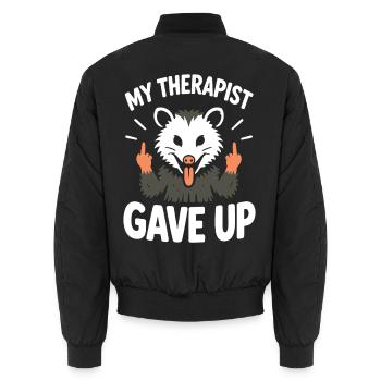 Mein Therapeut hat Ferret Tee aufgegeben - Unisex Bomberjacke - Schwarz - Hinten - AI Model Male 185 light (185cm)