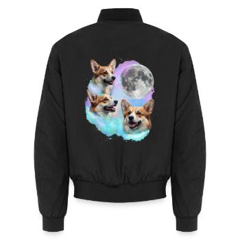 3 Corgis, die auf den Mond heulen – walisischer Corgi-Hundeliebhaber - Unisex Bomberjacke - Schwarz - Hinten - AI Model Male 185 light (185cm)
