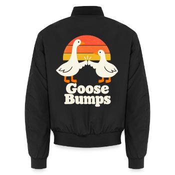 Vintage-Sonnenuntergangsgänse Lustige Gänsehaut - Unisex Bomberjacke - Schwarz - Hinten - AI Model Male 185 light (185cm)