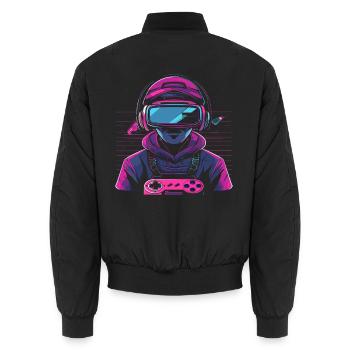 Gaming 90er Jahre - Unisex Bomberjacke - Schwarz - Hinten - AI Model Male 185 light (185cm)