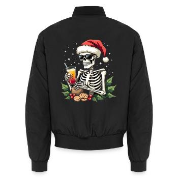 Skelett mit Santa Hut Cocktail - Unisex Bomberjacke - Schwarz - Hinten - AI Model Male 185 light (185cm)