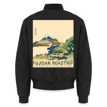 Mt Fuji Road Trip Neo Ukiyo-e Japanese Art - Unisex Bomberjacke - Schwarz - Hinten - AI Model Male 185 light (185cm)