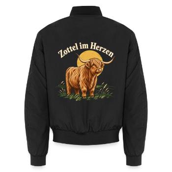 Hochlandrind Fan Zottel im Herzen - Unisex Bomberjacke - Schwarz - Hinten - AI Model Male 185 light (185cm)