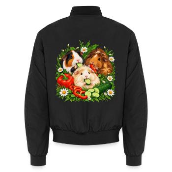 Meerschweinchen Gartenfrühstück - Unisex Bomberjacke - Schwarz - Hinten - AI Model Male 185 light (185cm)