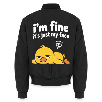 Entspanntes Entengesicht-Meme - Unisex Bomberjacke - Schwarz - Hinten - AI Model Male 185 light (185cm)