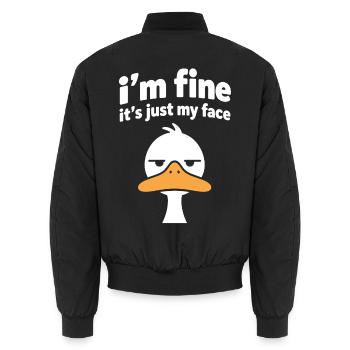 Grumpy Duck Face Meme Tee - Unisex Bomberjacke - Schwarz - Hinten - AI Model Male 185 light (185cm)