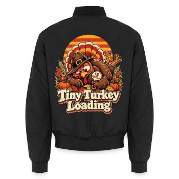 Tiny Turkey Loading Herbstwitz - Unisex Bomberjacke - Schwarz - Hinten - AI Model Male 185 light (185cm)