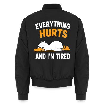 Alles tut weh, ich bin müde, Duck - Unisex Bomberjacke - Schwarz - Hinten - AI Model Male 185 light (185cm)