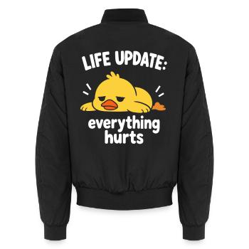 Tired Duck Life Update-Tee - Unisex Bomberjacke - Schwarz - Hinten - AI Model Male 185 light (185cm)