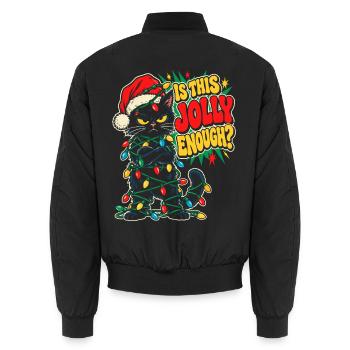 Grimmiger Weihnachtskater mit Lichtern - Unisex Bomberjacke - Schwarz - Hinten - AI Model Male 185 light (185cm)