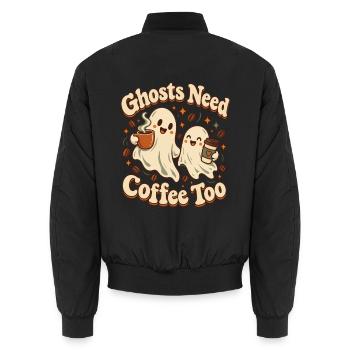 Ghosts Need Coffee Too - Unisex Bomberjacke - Schwarz - Hinten - AI Model Male 185 light (185cm)