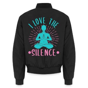 Yoga I Love The Silence Funny Yoga - Unisex Bomberjacke - Schwarz - Hinten - AI Model Male 185 light (185cm)