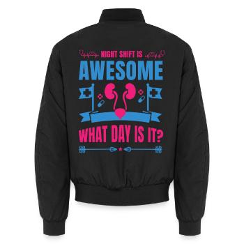 Urologie-krankenschwester-anerkennung Nachtschicht - Unisex Bomberjacke - Schwarz - Hinten - AI Model Male 185 light (185cm)