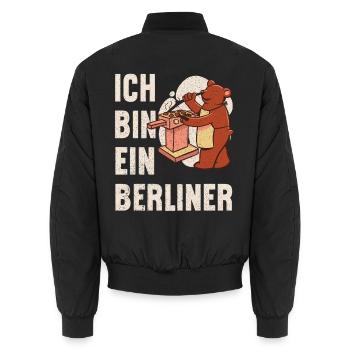 Ich bin ein Berliner – BBQ Bär Grillen Geschenk - Unisex Bomberjacke - Schwarz - Hinten - AI Model Male 185 light (185cm)