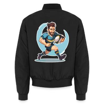 Rugbyspieler - Unisex Bomberjacke - Schwarz - Hinten - AI Model Male 185 light (185cm)