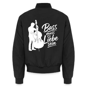Kontrabass - Bass muss Liebe sein Kontrabassist - Unisex Bomberjacke - Schwarz - Hinten - AI Model Male 185 light (185cm)