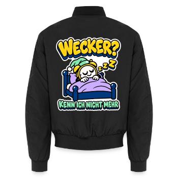 Wecker? Kenn ich nicht mehr - Rente - Unisex Bomberjacke - Schwarz - Hinten - AI Model Male 185 light (185cm)