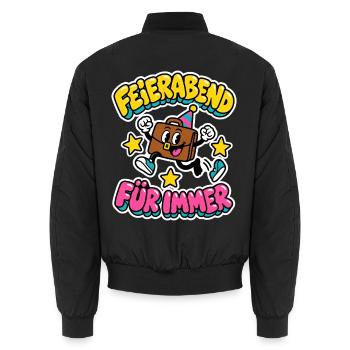 Feierabend für immer - Aktentasche Rente - Unisex Bomberjacke - Schwarz - Hinten - AI Model Male 185 light (185cm)