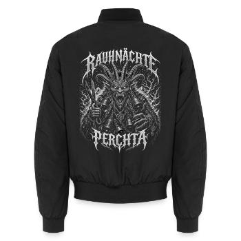 Rauhnächte Perchta Winterhexe mit Schere Alpensage - Unisex Bomberjacke - Schwarz - Hinten - AI Model Male 185 light (185cm)
