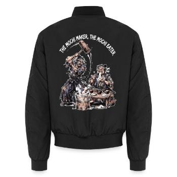 Surreal Samurai Mochi Maker & Eater Vintage Art - Unisex Bomberjacke - Schwarz - Hinten - AI Model Male 185 light (185cm)