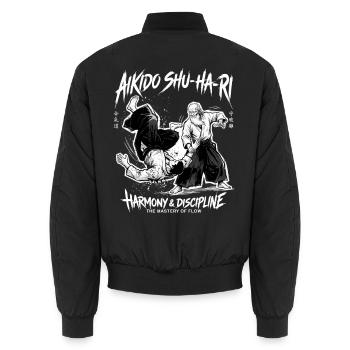 Japanese Martial Arts Aikido Flow Dynamics - Unisex Bomberjacke - Schwarz - Hinten - AI Model Male 185 light (185cm)