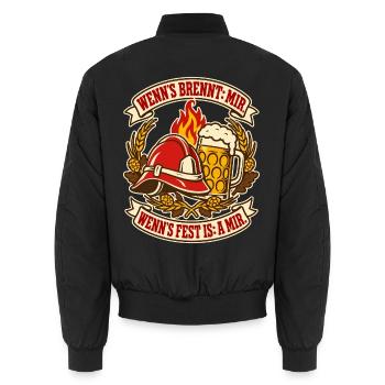 Feuerwehr Wenns brennt mir - Unisex Bomberjacke - Schwarz - Hinten - AI Model Male 185 light (185cm)