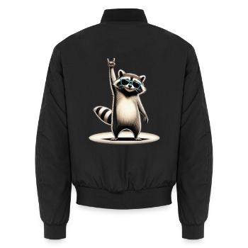Raccoon Rocker mit Sonnenbrille - Unisex Bomberjacke - Schwarz - Hinten - AI Model Male 185 light (185cm)