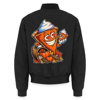 Herbstkuchen-Lächel-Schnitte - Unisex Bomberjacke - Schwarz - Hinten - AI Model Male 185 light (185cm)