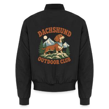 Dachshund Outdoor Club - Unisex Bomberjacke - Schwarz - Hinten - AI Model Male 185 light (185cm)