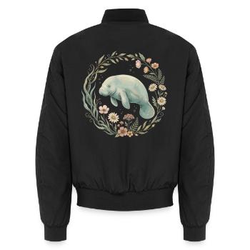 Wildblumen am Manatee Lake - Unisex Bomberjacke - Schwarz - Hinten - AI Model Male 185 light (185cm)