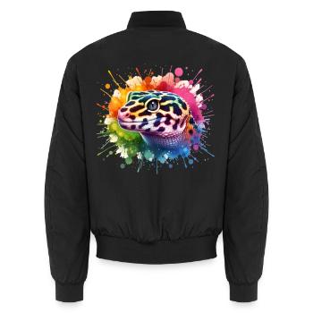 Leopardgecko Motiv - Unisex Bomberjacke - Schwarz - Hinten - AI Model Male 185 light (185cm)