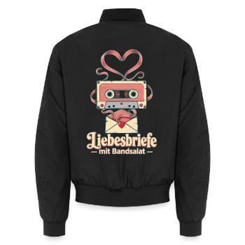 Kassette Mixtape Bandsalat Retro Musikfan - Unisex Bomberjacke - Schwarz - Hinten - AI Model Male 185 light (185cm)