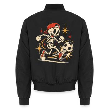 Retro-Skelett im Soccer-Action - Unisex Bomberjacke - Schwarz - Hinten - AI Model Male 185 light (185cm)