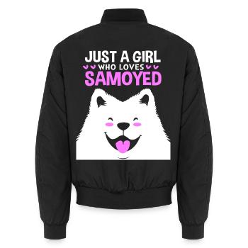 Samojede Hund Samoyed - Unisex Bomberjacke - Schwarz - Hinten - AI Model Male 185 light (185cm)