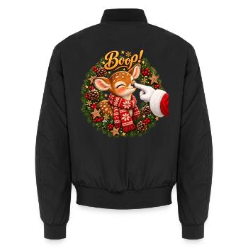 Boop! Cute Reindeer Christmas - Unisex Bomberjacke - Schwarz - Hinten - AI Model Male 185 light (185cm)
