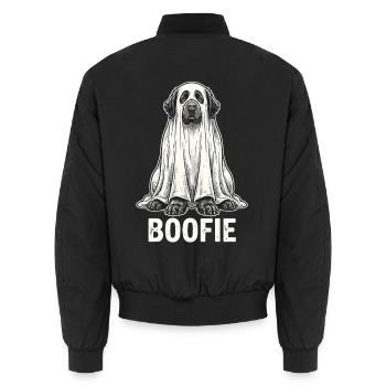 Boofie – Halloween-Neufundlandhund Newfie-Papa - Unisex Bomberjacke - Schwarz - Hinten - AI Model Male 185 light (185cm)