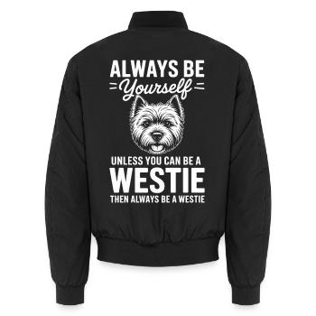West Highland White Terrier Hunde Westie Geschenk  - Unisex Bomberjacke - Schwarz - Hinten - AI Model Male 185 light (185cm)