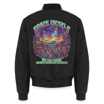 Neo Edo Fest and UFO Ukiyo-e Psychedelic Trip - Unisex Bomberjacke - Schwarz - Hinten - AI Model Male 185 light (185cm)
