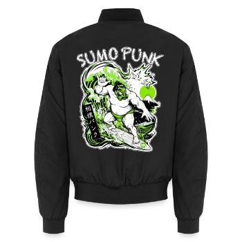 SUMO PUNK Light Green Cyberpunk Neo Ukiyo-E Japan - Unisex Bomberjacke - Schwarz - Hinten - AI Model Male 185 light (185cm)
