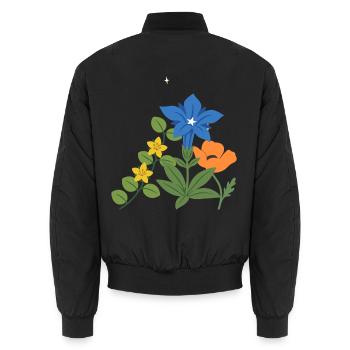 Blumen botanisch Natur Design - Unisex Bomberjacke - Schwarz - Hinten - AI Model Male 185 light (185cm)
