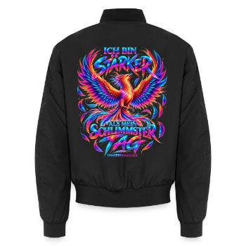  Ich bin stärker als mein schlimmster Tag- Phönix - Unisex Bomberjacke - Schwarz - Hinten - AI Model Male 185 light (185cm)