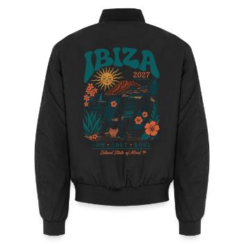 Ibiza Sun Surf 2027 - Unisex Bomberjacke - Schwarz - Hinten - AI Model Male 185 light (185cm)