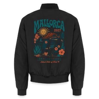 Mallorca Inselzauber 2027 - Unisex Bomberjacke - Schwarz - Hinten - AI Model Male 185 light (185cm)