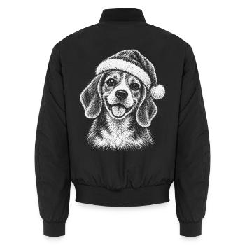 Weihnachtswelpe Linienzeichnung - Unisex Bomberjacke - Schwarz - Hinten - AI Model Male 185 light (185cm)
