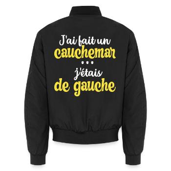 Humor Links Rechts Politik Slogan Albtraum - Unisex Bomberjacke - Schwarz - Hinten - AI Model Male 185 light (185cm)