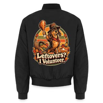 Thanksgiving Dackel meldet sich zu Resten - Unisex Bomberjacke - Schwarz - Hinten - AI Model Male 185 light (185cm)