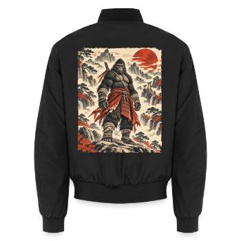 Samurai Bigfoot, Japanisch Grafik, Ukiyo-e - Unisex Bomberjacke - Schwarz - Hinten - AI Model Male 185 light (185cm)