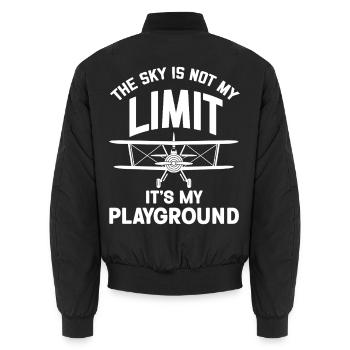 The Sky is not my Limit its my Playground Airplane - Unisex Bomberjacke - Schwarz - Hinten - AI Model Male 185 light (185cm)