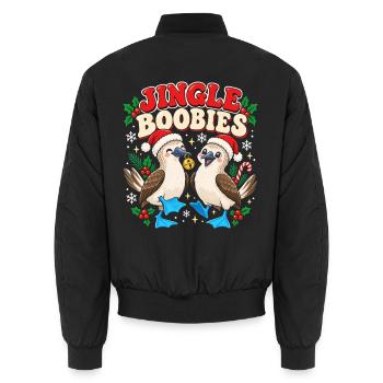 Jingle Boobies mit Weihnachts Glocken Weihnachten - Unisex Bomberjacke - Schwarz - Hinten - AI Model Male 185 light (185cm)