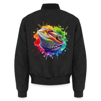 Bartagame Motiv - Unisex Bomberjacke - Schwarz - Hinten - AI Model Male 185 light (185cm)